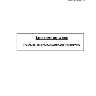 Le binome de la rue : l'animal, un compagnon d'insersion
