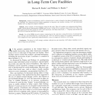 The effects of animal-assisted therapy on loneliness in an ederly population in long-term care facilities