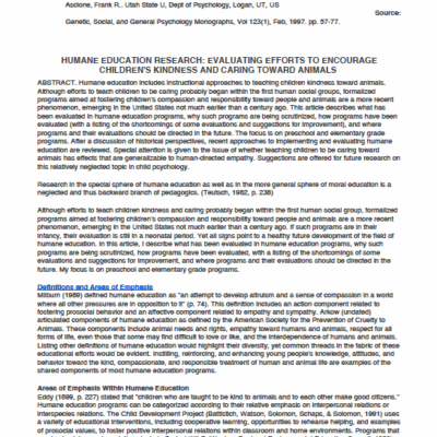 Enhancing children's attitudes about treatment of animals : Generalization to human directed empathy