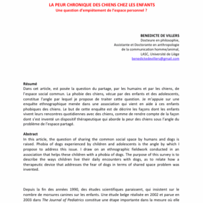 La peur chronique des chiens chez les enfants