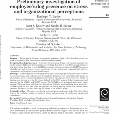 Le chien au bureau, peut-être une bonne chose