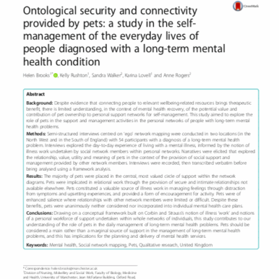 Le rôle des animaux de compagnie dans le quotidien des personnes souffrant de troubles psychiatriques