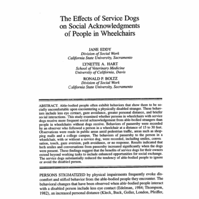 The effects of service dogs on social acknowledgments of people in wheelchairs